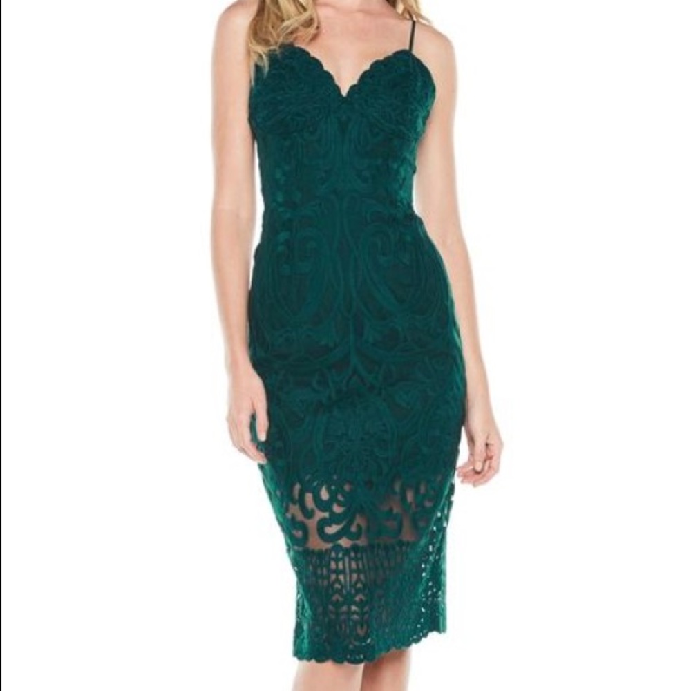 Perfect dress for Fall/Winter Festivities! Forest Green Lace Bodycon Dress